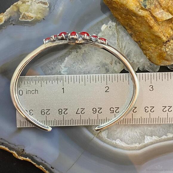 Carolyn Pollack Southwestern Style Sterling Red Jasper Cluster Women's Bracelet - Picture 9 of 10